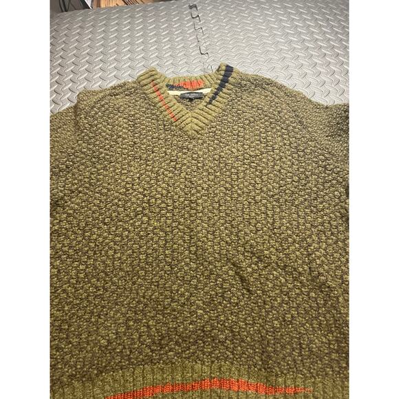 Ted Baker London Newtub Khaki Green Wool Blend Textured V-Neck Sweater Size 6 - Picture 3 of 10